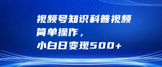 视频号知识科普视频，简单操作，小白日变现500+【揭秘】-U·Muse