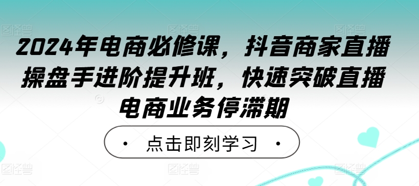 2024年电商必修课，抖音商家直播操盘手进阶提升班，快速突破直播电商业务停滞期-U·Muse