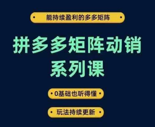 拼多多矩阵动销系列课，能持续盈利的多多矩阵，0基础也听得懂，玩法持续更新-U·Muse