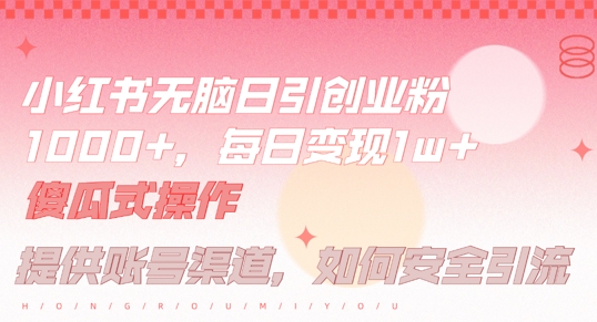 小红书无脑每日引流创业粉500+，小白每天只花半小时，躺赚长尾收益【揭秘】-U·Muse