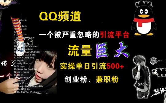 QQ频道，一个被严重忽略的引流平台，流量巨大 实操单日引流500+创业粉兼职粉【揭秘】-U·Muse